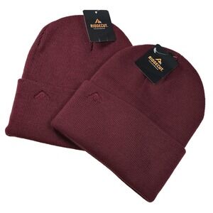 Lot of 2 Ridgecut Men's Knit Beanie Hat Warm Stretch Winter Cuffed Tibetan Red